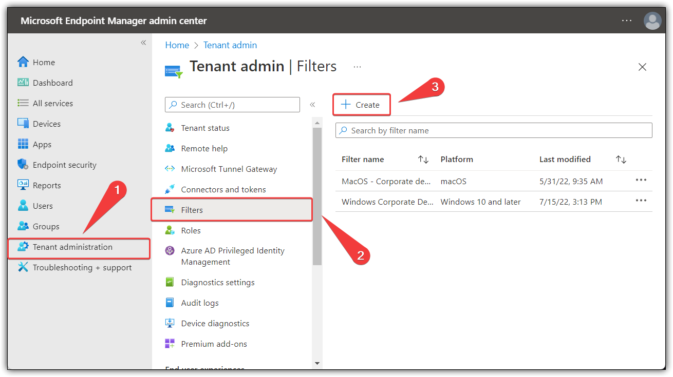 How To Create Filters In Endpoint Manager